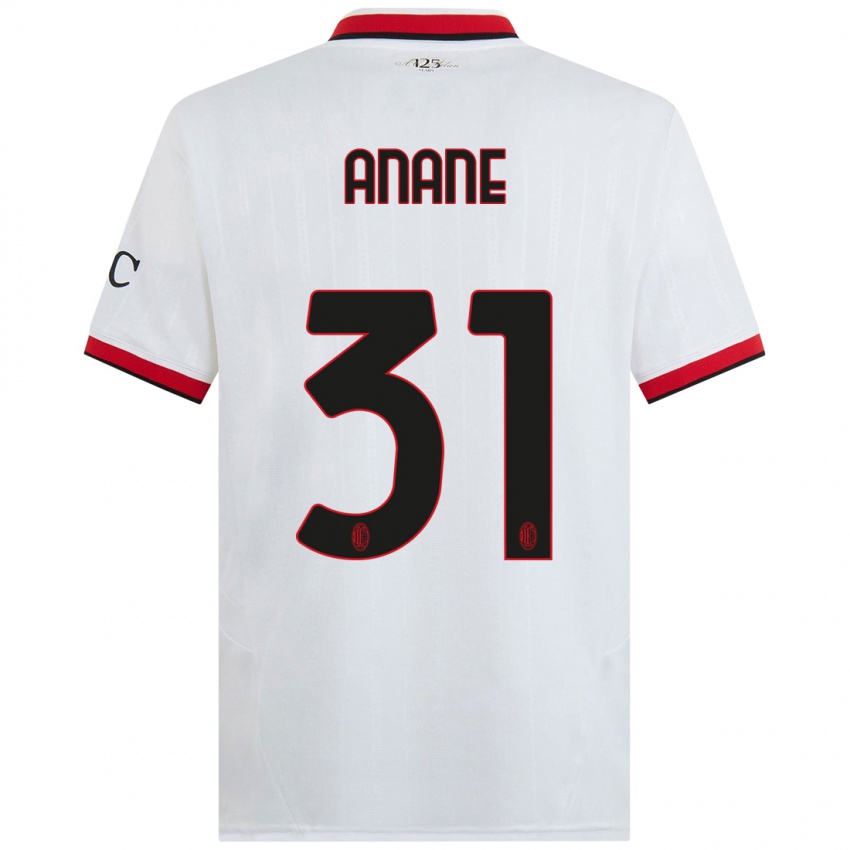 Niño Camiseta Emmanuel Anane #31 Blanco Negro Rojo 2ª Equipación 2024/25 La Camisa