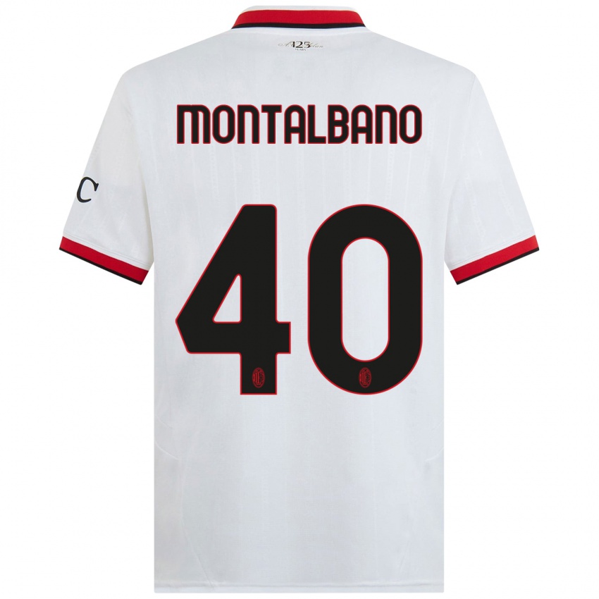 Niño Camiseta Nicolo Montalbano #40 Blanco Negro Rojo 2ª Equipación 2024/25 La Camisa