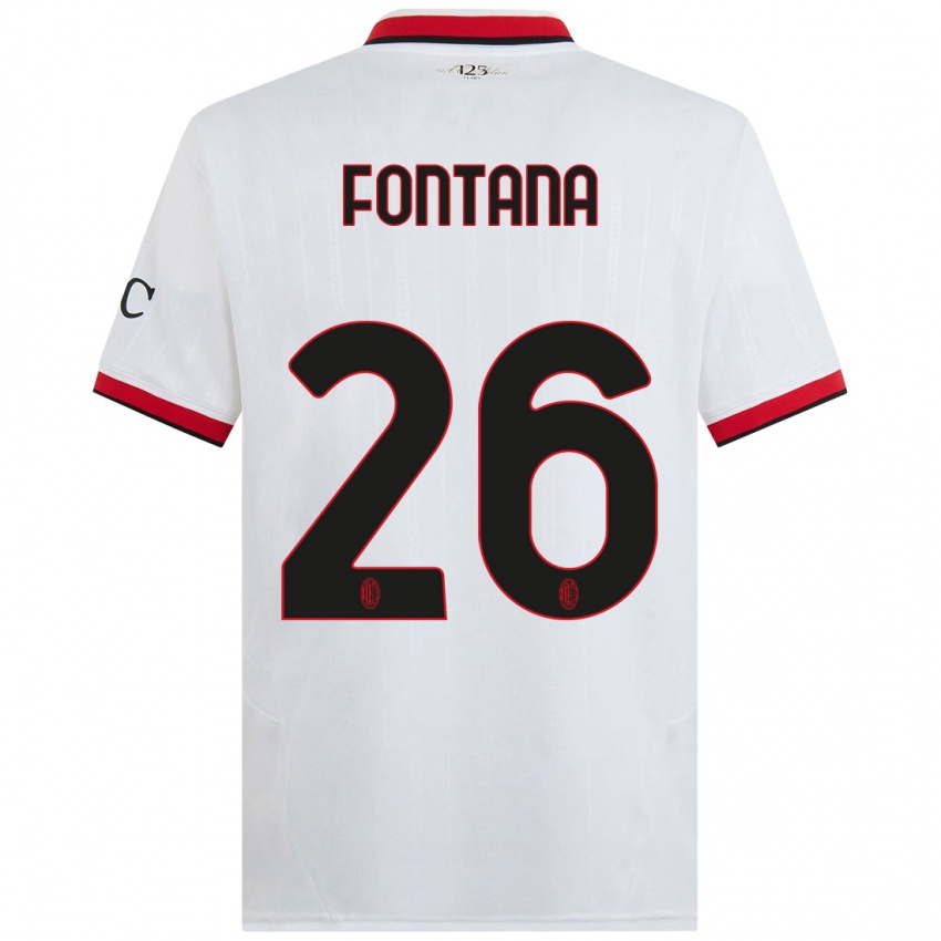 Niño Camiseta Francesco Fontana #26 Blanco Negro Rojo 2ª Equipación 2024/25 La Camisa