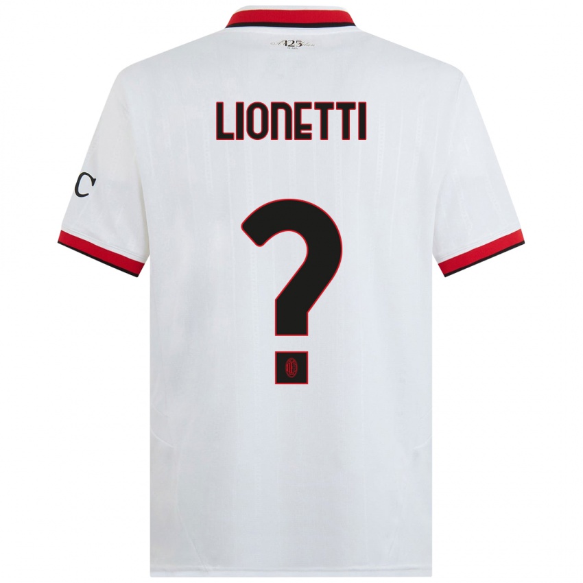 Niño Camiseta Francesco Lionetti #0 Blanco Negro Rojo 2ª Equipación 2024/25 La Camisa