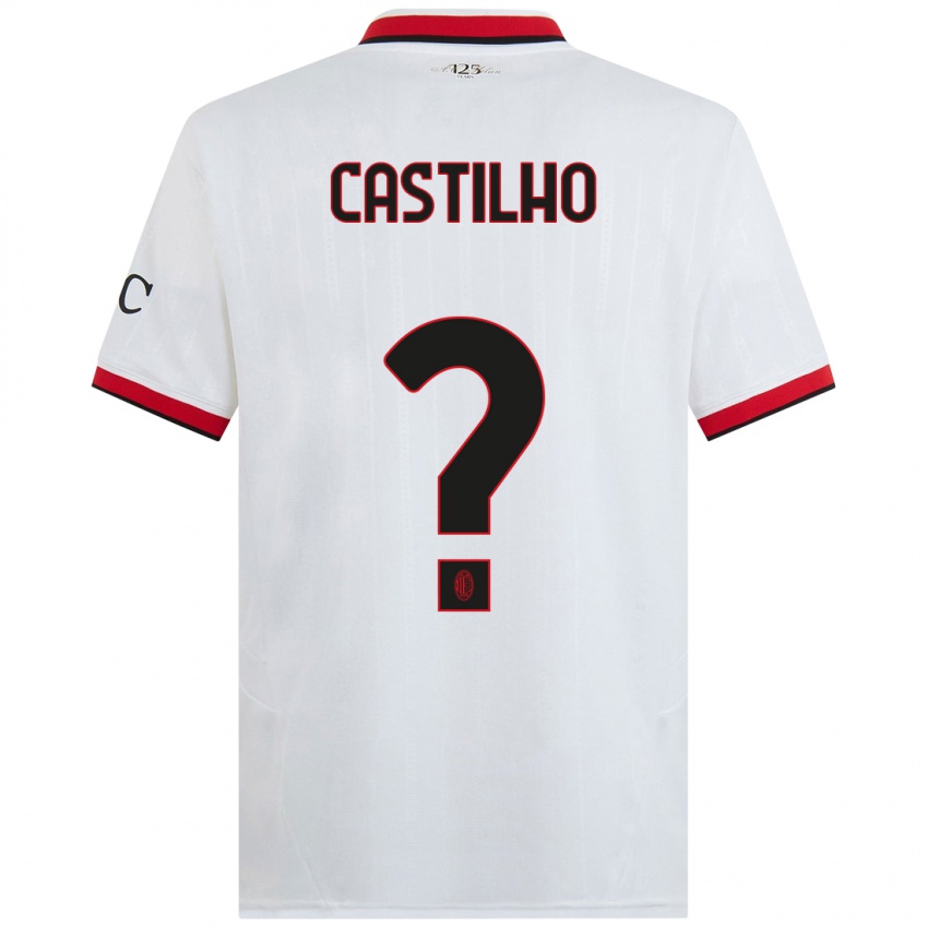 Niño Camiseta Estevan Amaral Castilho #0 Blanco Negro Rojo 2ª Equipación 2024/25 La Camisa