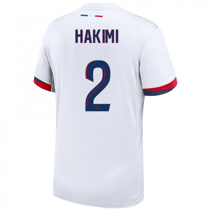 Niño Camiseta Achraf Hakimi #2 Blanco Azul Rojo 2ª Equipación 2024/25 La Camisa