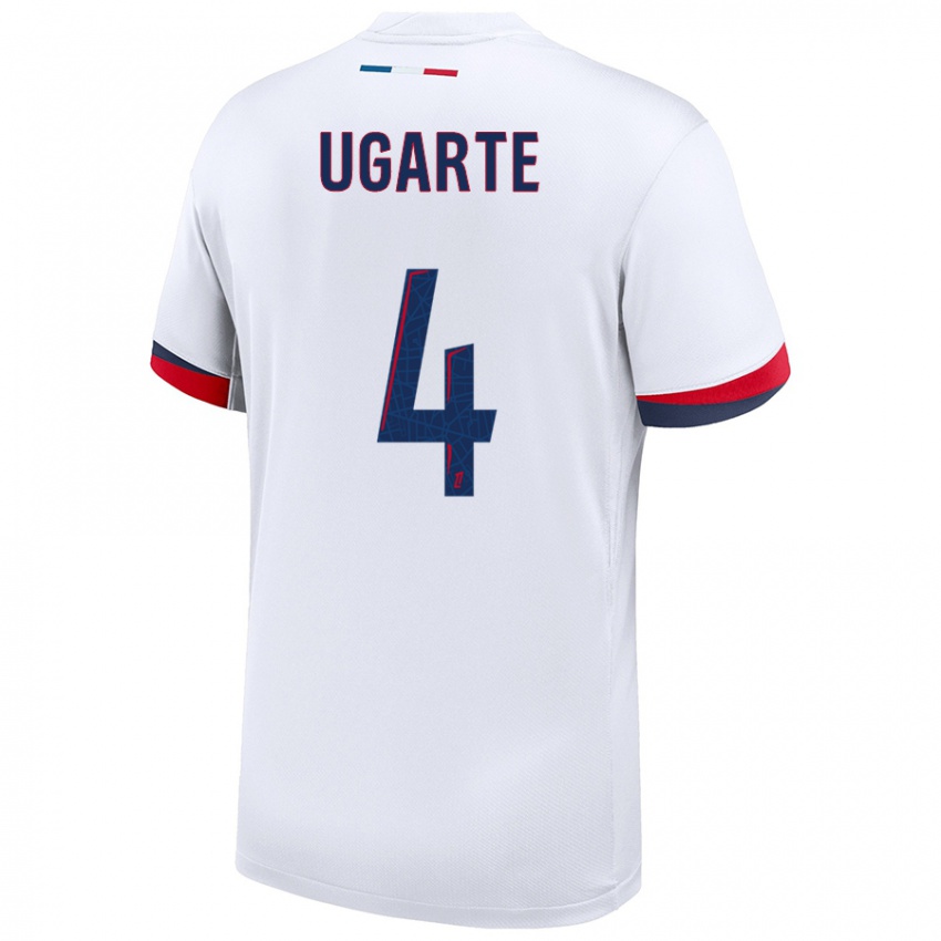 Niño Camiseta Manuel Ugarte #4 Blanco Azul Rojo 2ª Equipación 2024/25 La Camisa