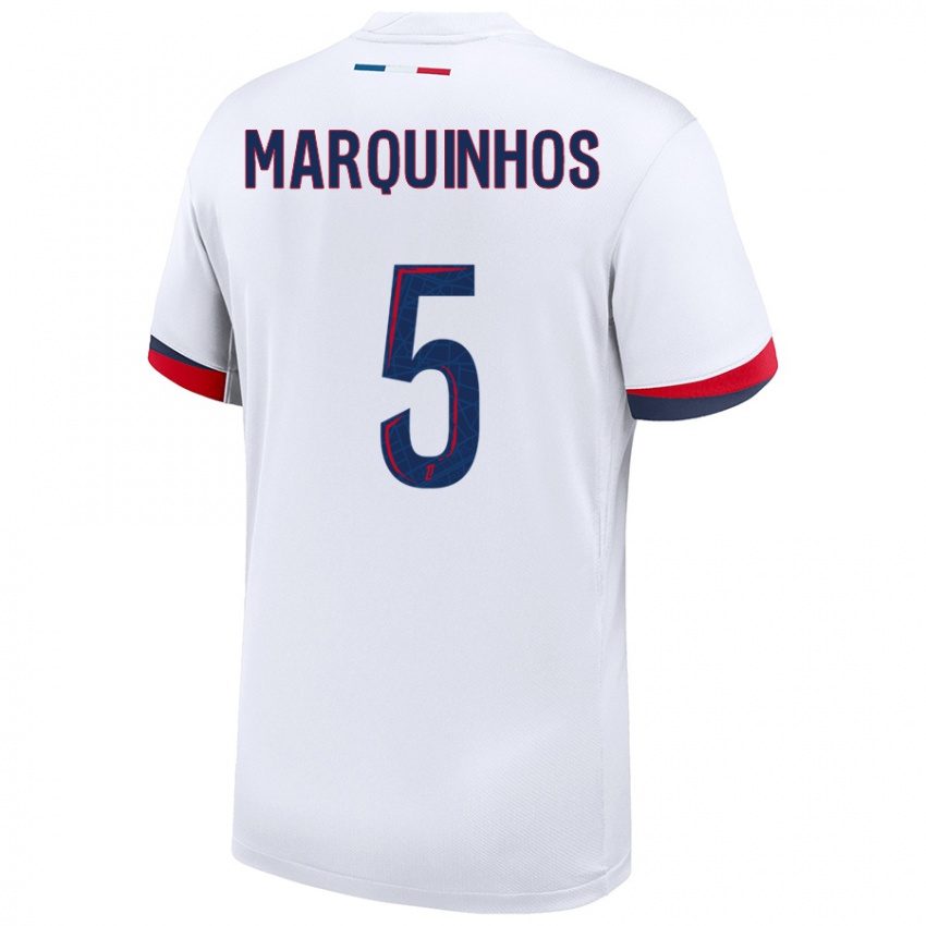 Niño Camiseta Marquinhos #5 Blanco Azul Rojo 2ª Equipación 2024/25 La Camisa