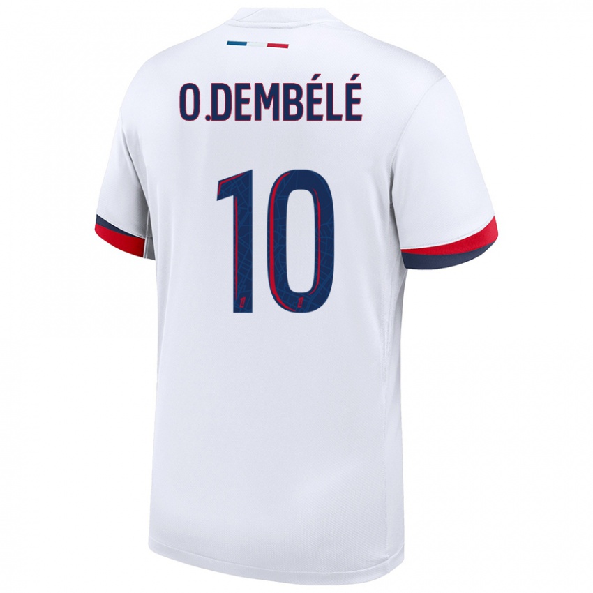 Niño Camiseta Ousmane Dembélé #10 Blanco Azul Rojo 2ª Equipación 2024/25 La Camisa