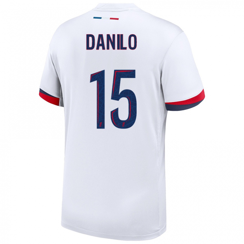 Niño Camiseta Danilo Pereira #15 Blanco Azul Rojo 2ª Equipación 2024/25 La Camisa