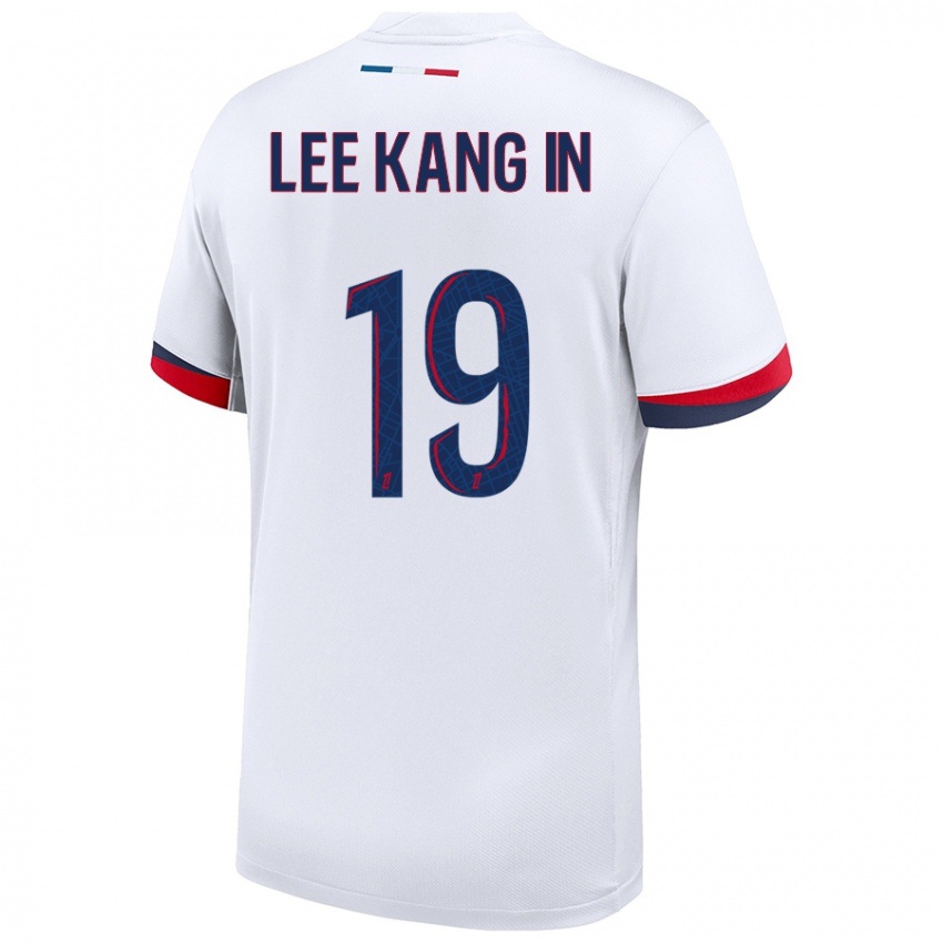 Niño Camiseta Kang-In Lee #19 Blanco Azul Rojo 2ª Equipación 2024/25 La Camisa