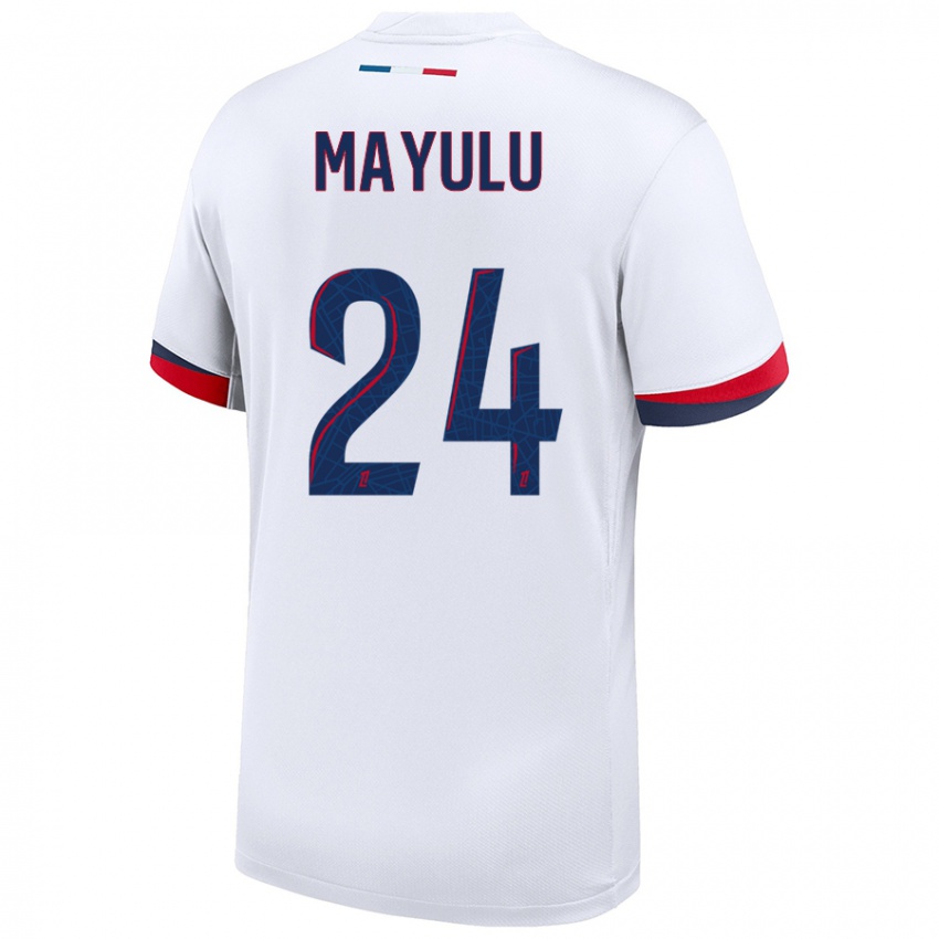 Niño Camiseta Senny Mayulu #24 Blanco Azul Rojo 2ª Equipación 2024/25 La Camisa