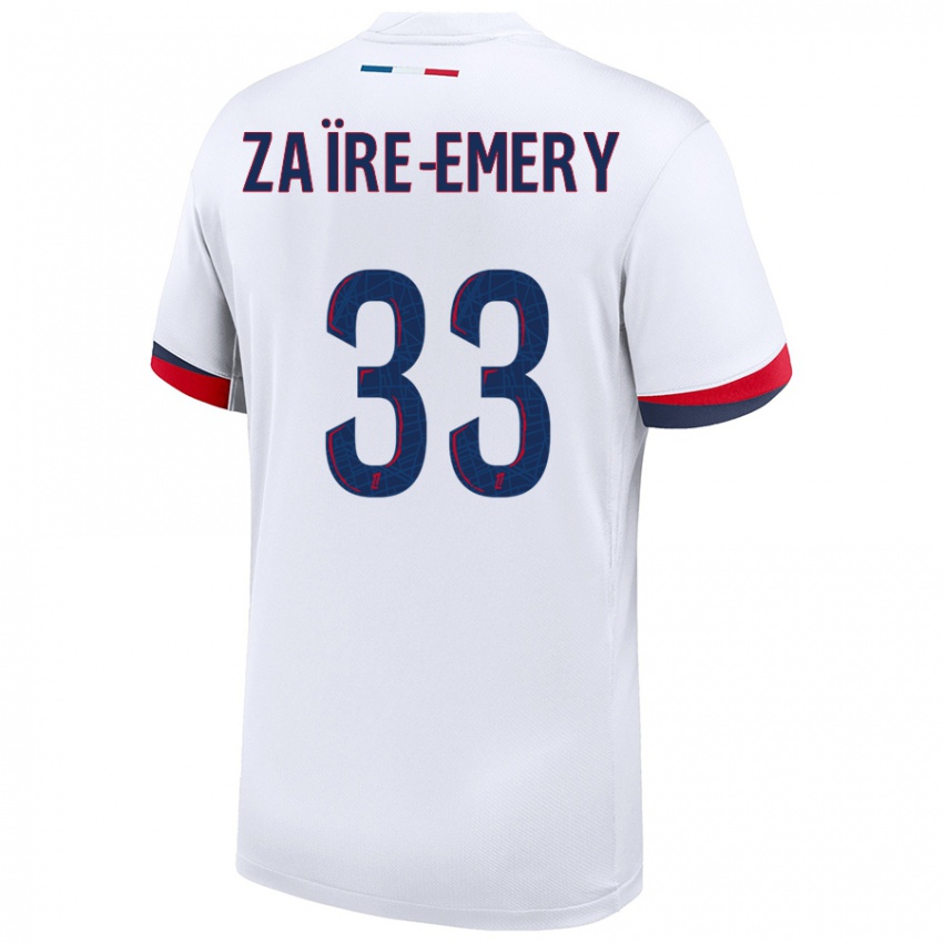 Niño Camiseta Warren Zaire Emery #33 Blanco Azul Rojo 2ª Equipación 2024/25 La Camisa