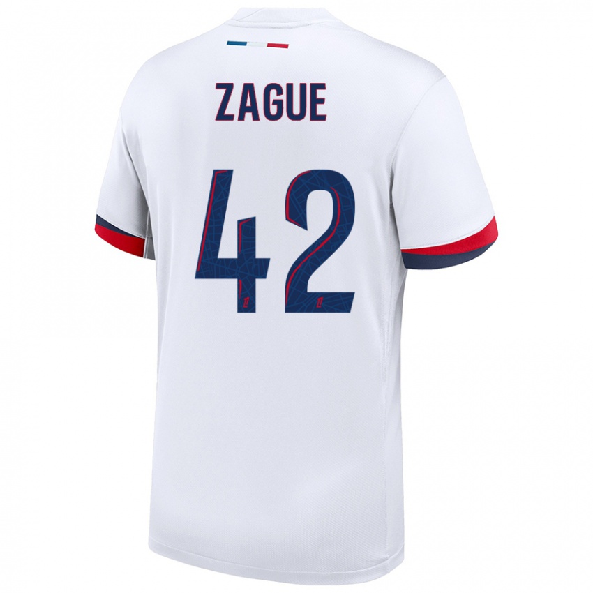 Niño Camiseta Yoram Zague #42 Blanco Azul Rojo 2ª Equipación 2024/25 La Camisa