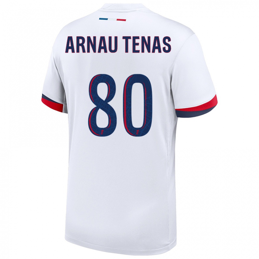 Niño Camiseta Arnau Tenas #80 Blanco Azul Rojo 2ª Equipación 2024/25 La Camisa