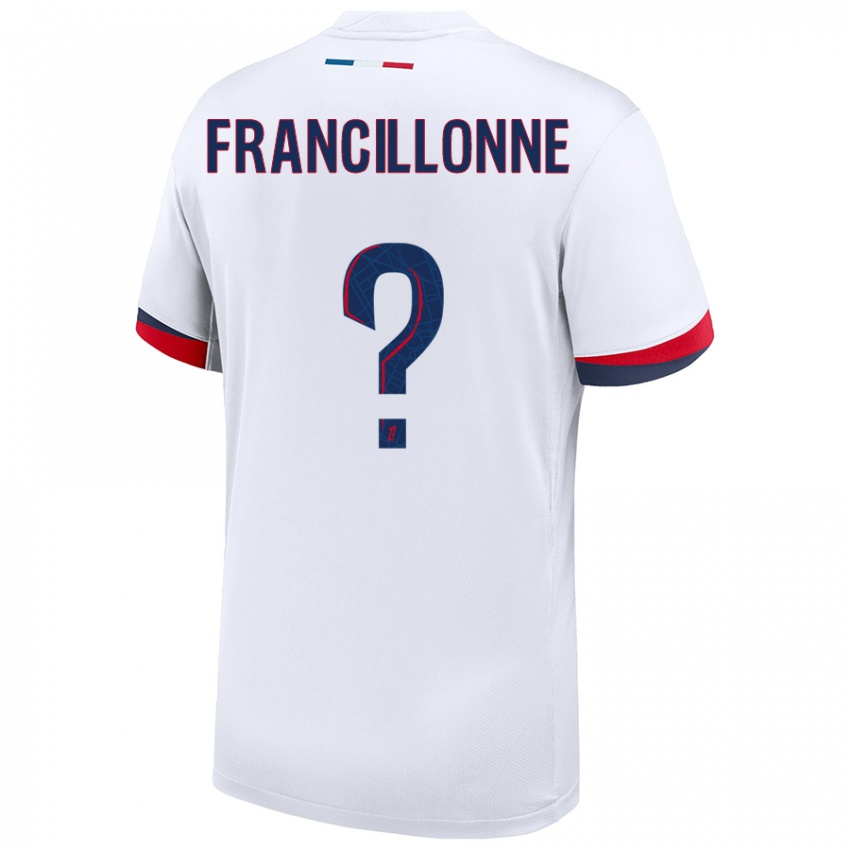 Niño Camiseta Bryan Francillonne #0 Blanco Azul Rojo 2ª Equipación 2024/25 La Camisa