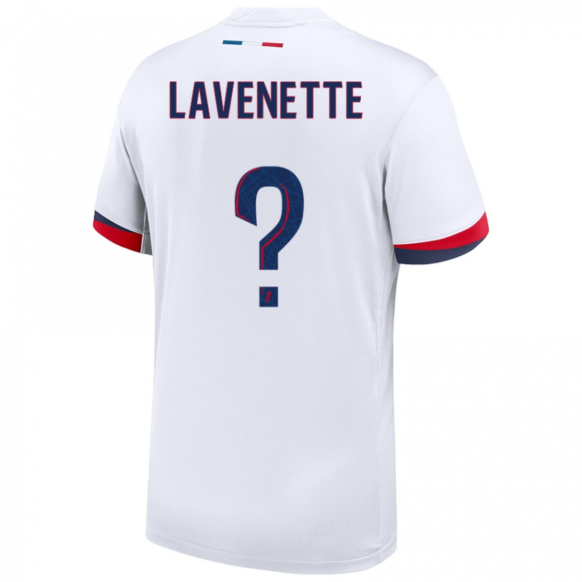 Niño Camiseta Mathias Lavenette #0 Blanco Azul Rojo 2ª Equipación 2024/25 La Camisa