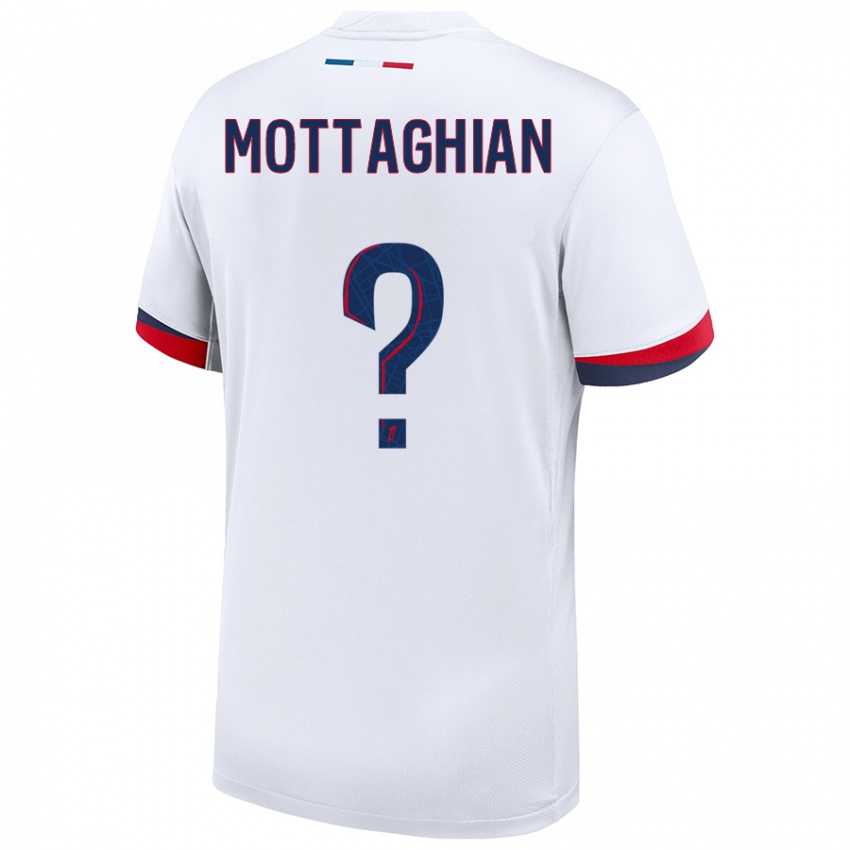 Niño Camiseta Keyvan Mottaghian #0 Blanco Azul Rojo 2ª Equipación 2024/25 La Camisa