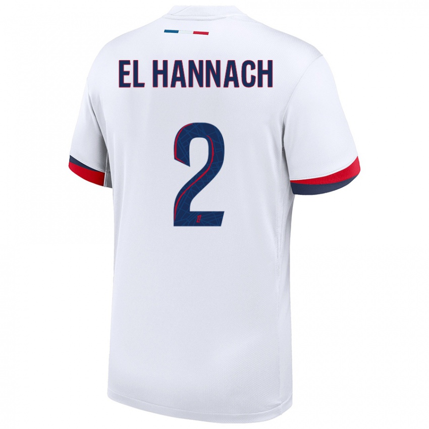 Niño Camiseta Naoufel El Hannach #2 Blanco Azul Rojo 2ª Equipación 2024/25 La Camisa