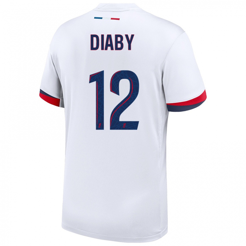 Niño Camiseta Ibrahima Diaby #12 Blanco Azul Rojo 2ª Equipación 2024/25 La Camisa