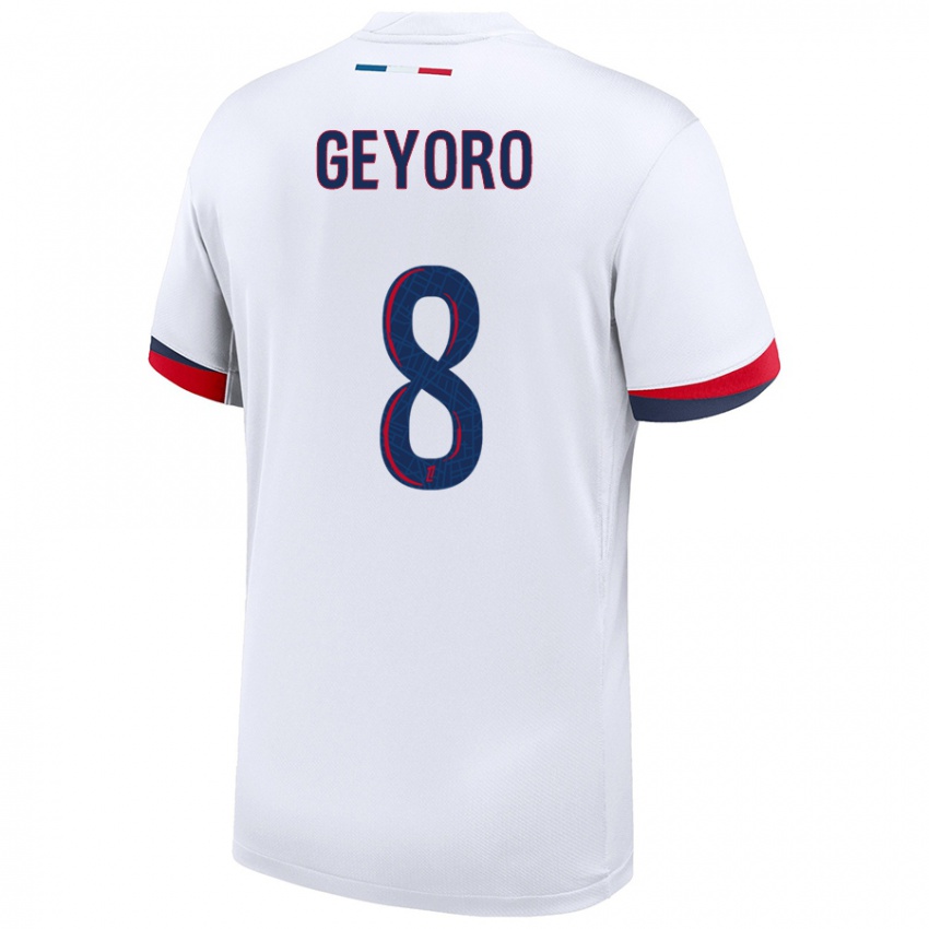 Niño Camiseta Grace Geyoro #8 Blanco Azul Rojo 2ª Equipación 2024/25 La Camisa