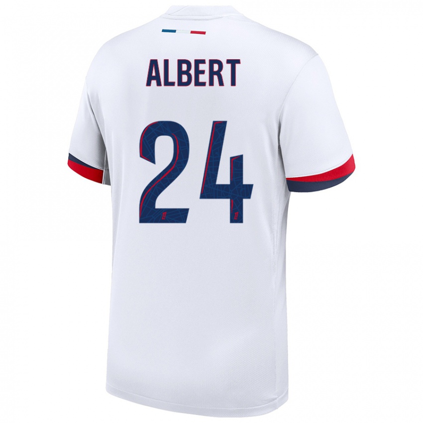 Niño Camiseta Korbin Albert #24 Blanco Azul Rojo 2ª Equipación 2024/25 La Camisa