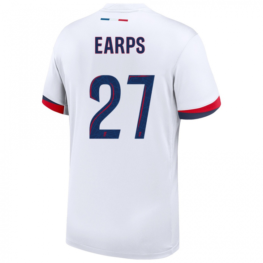 Niño Camiseta Mary Earps #27 Blanco Azul Rojo 2ª Equipación 2024/25 La Camisa