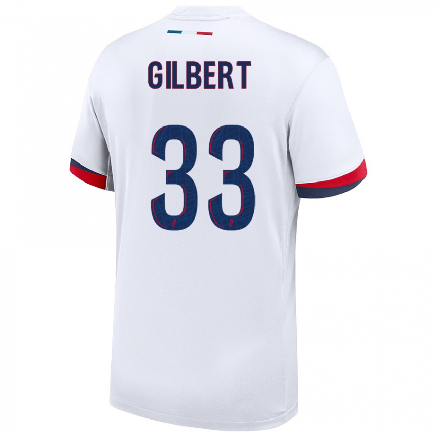 Niño Camiseta Tara Elimbi Gilbert #33 Blanco Azul Rojo 2ª Equipación 2024/25 La Camisa