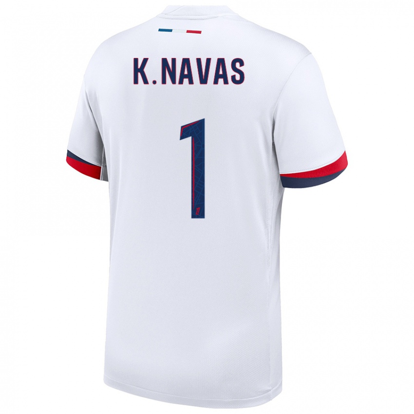 Niño Camiseta Keylor Navas #1 Blanco Azul Rojo 2ª Equipación 2024/25 La Camisa