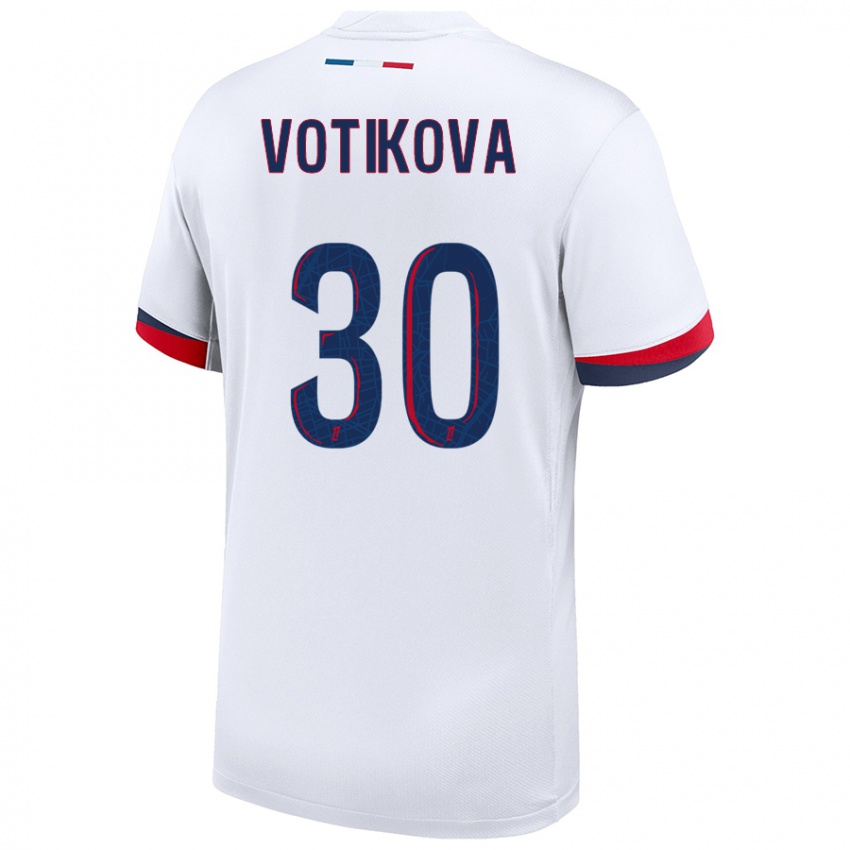 Niño Camiseta Barbora Votikova #30 Blanco Azul Rojo 2ª Equipación 2024/25 La Camisa