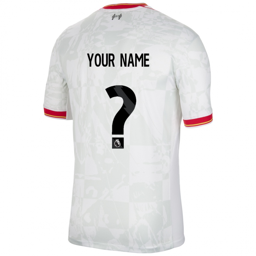 Niño Camiseta Su Nombre #0 Blanco Rojo Negro Equipación Tercera 2024/25 La Camisa