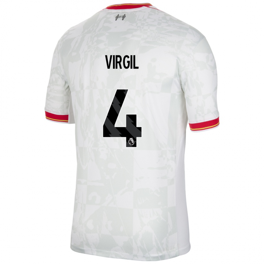 Niño Camiseta Virgil Van Dijk #4 Blanco Rojo Negro Equipación Tercera 2024/25 La Camisa