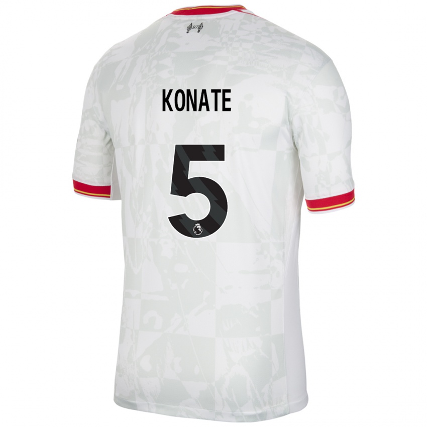 Niño Camiseta Ibrahima Konate #5 Blanco Rojo Negro Equipación Tercera 2024/25 La Camisa