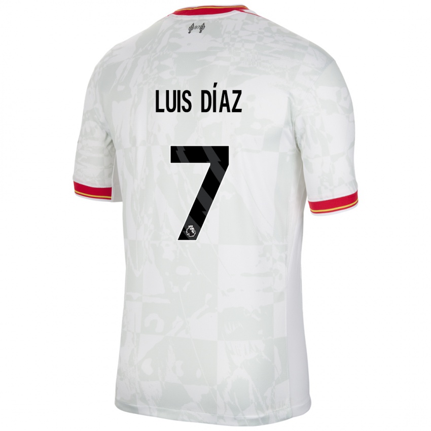 Niño Camiseta Luis Diaz #7 Blanco Rojo Negro Equipación Tercera 2024/25 La Camisa