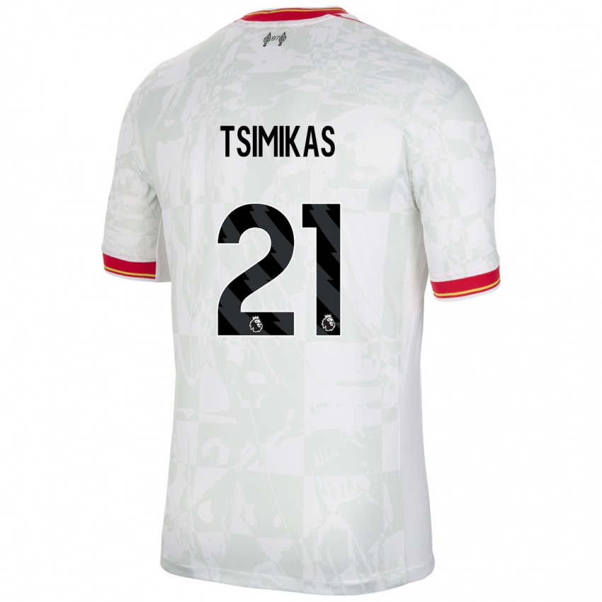 Niño Camiseta Konstantinos Tsimikas #21 Blanco Rojo Negro Equipación Tercera 2024/25 La Camisa