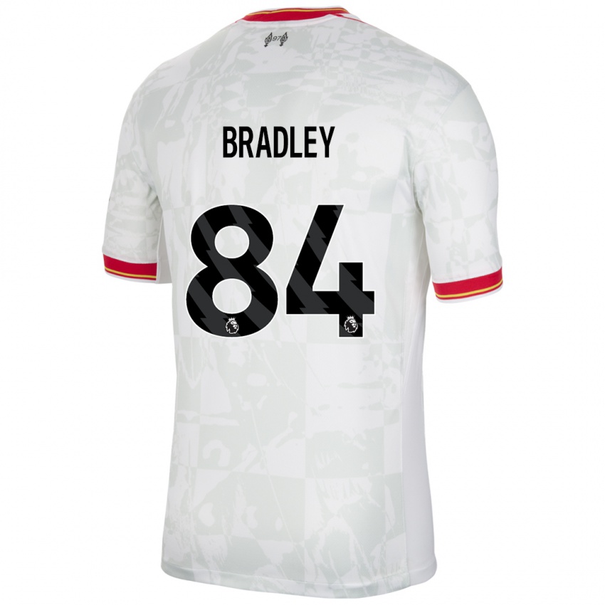 Niño Camiseta Conor Bradley #84 Blanco Rojo Negro Equipación Tercera 2024/25 La Camisa