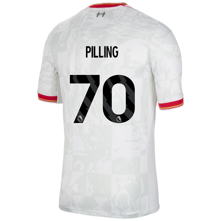 Niño Camiseta Tommy Pilling #70 Blanco Rojo Negro Equipación Tercera 2024/25 La Camisa