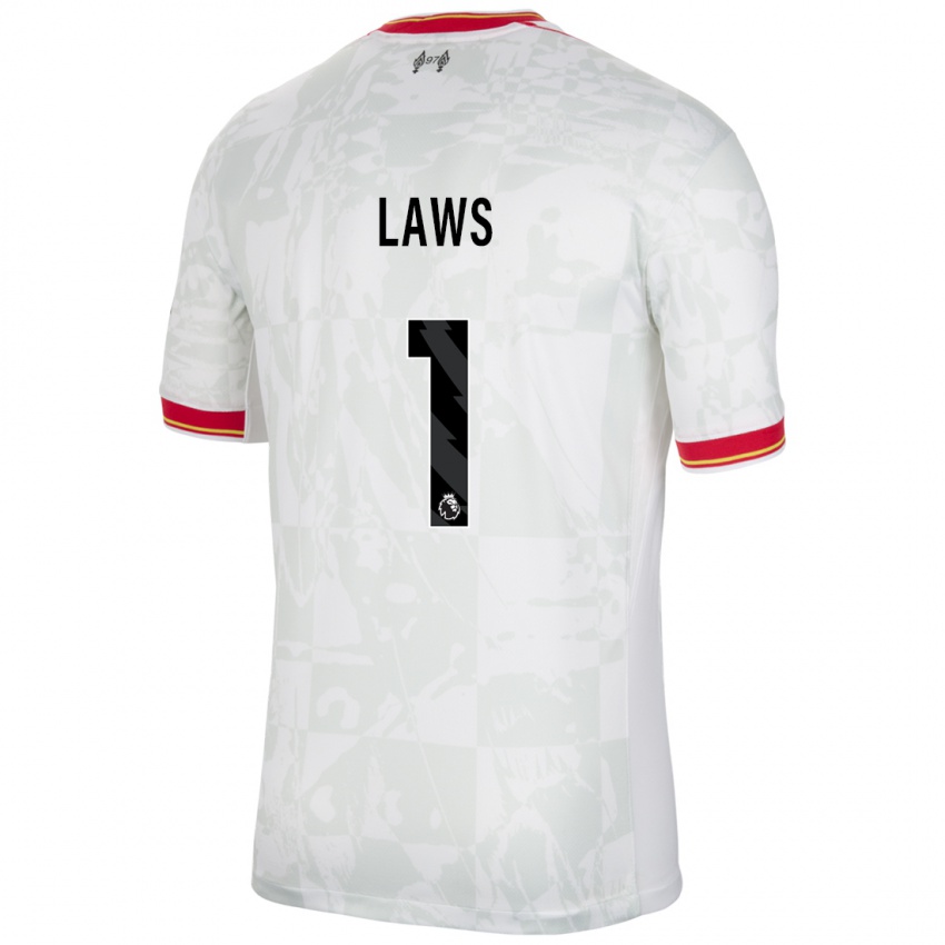 Niño Camiseta Rachael Laws #1 Blanco Rojo Negro Equipación Tercera 2024/25 La Camisa