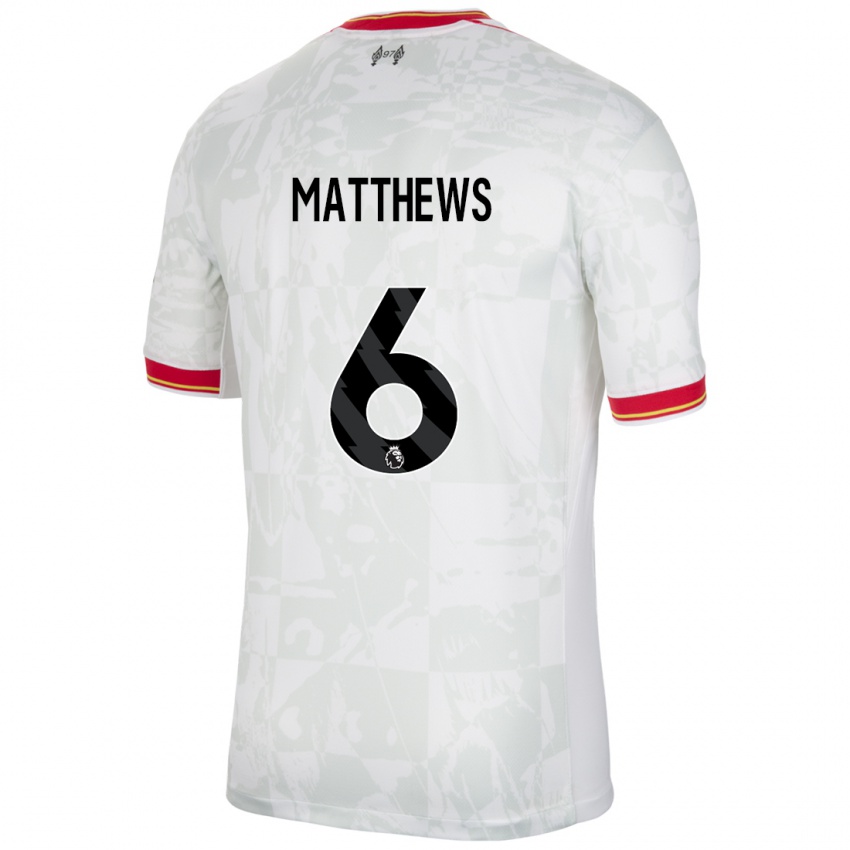 Niño Camiseta Jasmine Matthews #6 Blanco Rojo Negro Equipación Tercera 2024/25 La Camisa