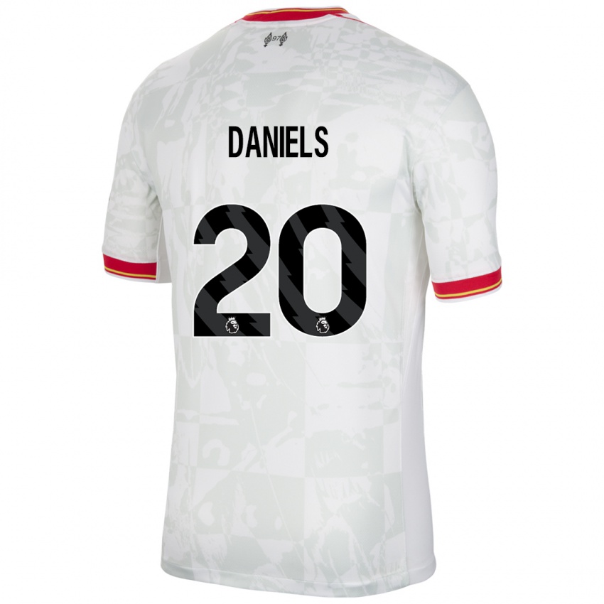 Niño Camiseta Yana Daniels #20 Blanco Rojo Negro Equipación Tercera 2024/25 La Camisa