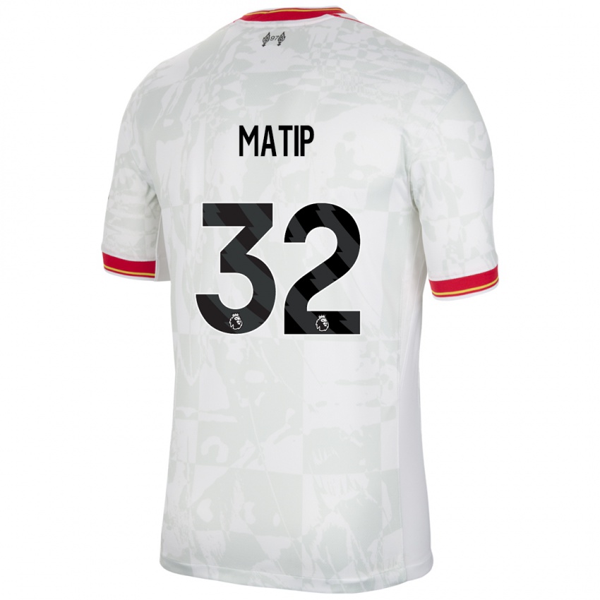 Niño Camiseta Joel Matip #32 Blanco Rojo Negro Equipación Tercera 2024/25 La Camisa