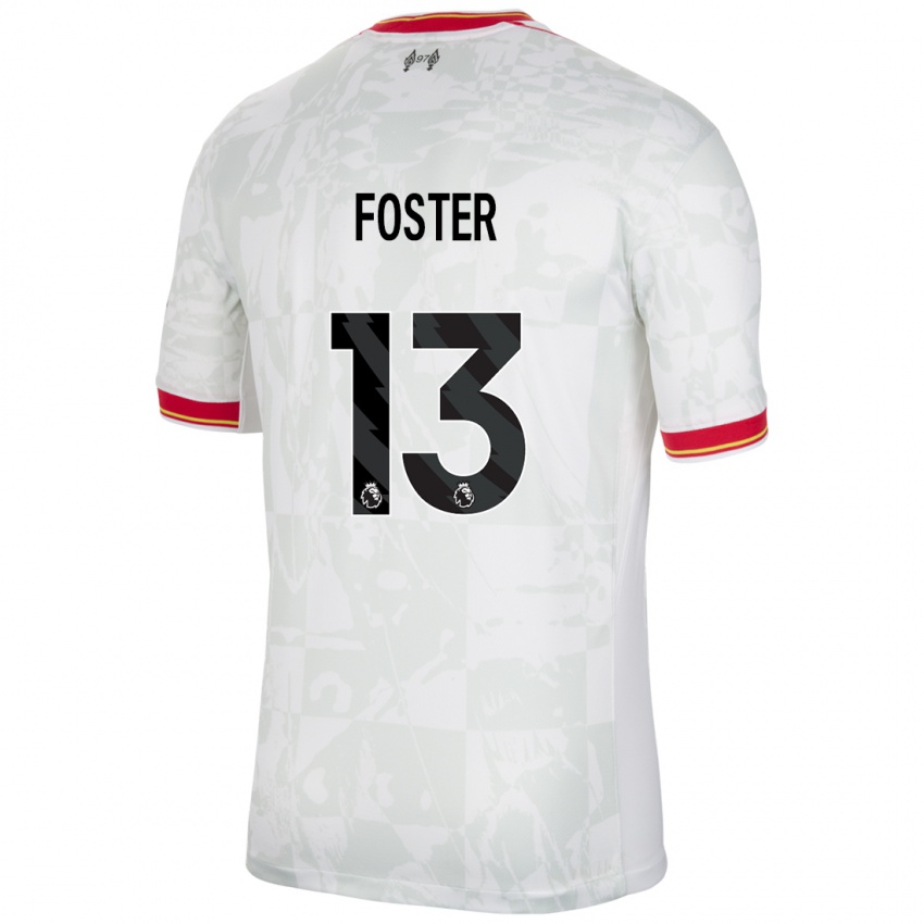 Niño Camiseta Rylee Foster #13 Blanco Rojo Negro Equipación Tercera 2024/25 La Camisa