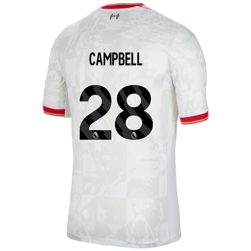 Niño Camiseta Megan Campbell #28 Blanco Rojo Negro Equipación Tercera 2024/25 La Camisa