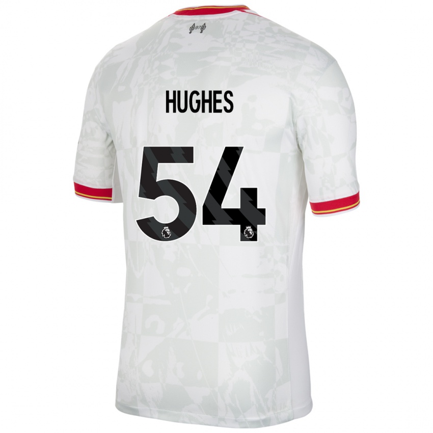 Niño Camiseta Liam Hughes #54 Blanco Rojo Negro Equipación Tercera 2024/25 La Camisa