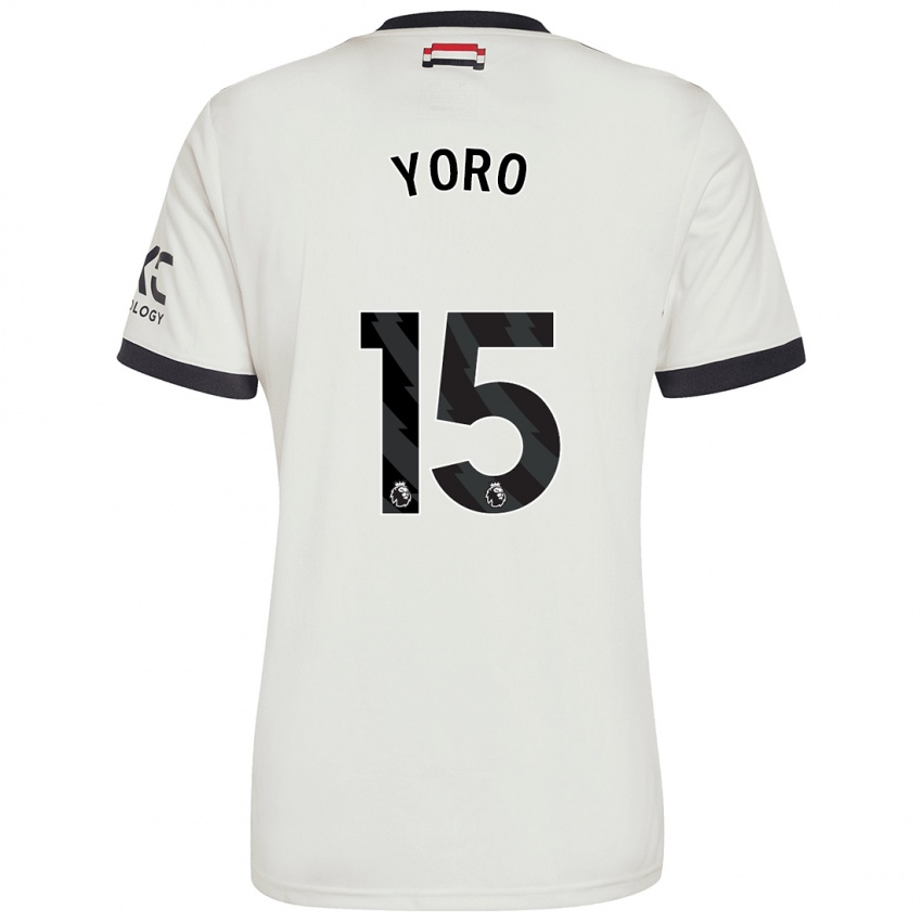 Niño Camiseta Leny Yoro #15 Blanquecino Equipación Tercera 2024/25 La Camisa