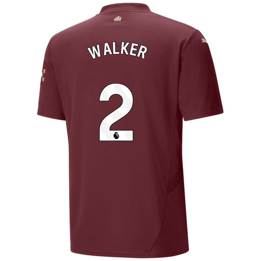 Niño Camiseta Kyle Walker #2 Granate Equipación Tercera 2024/25 La Camisa