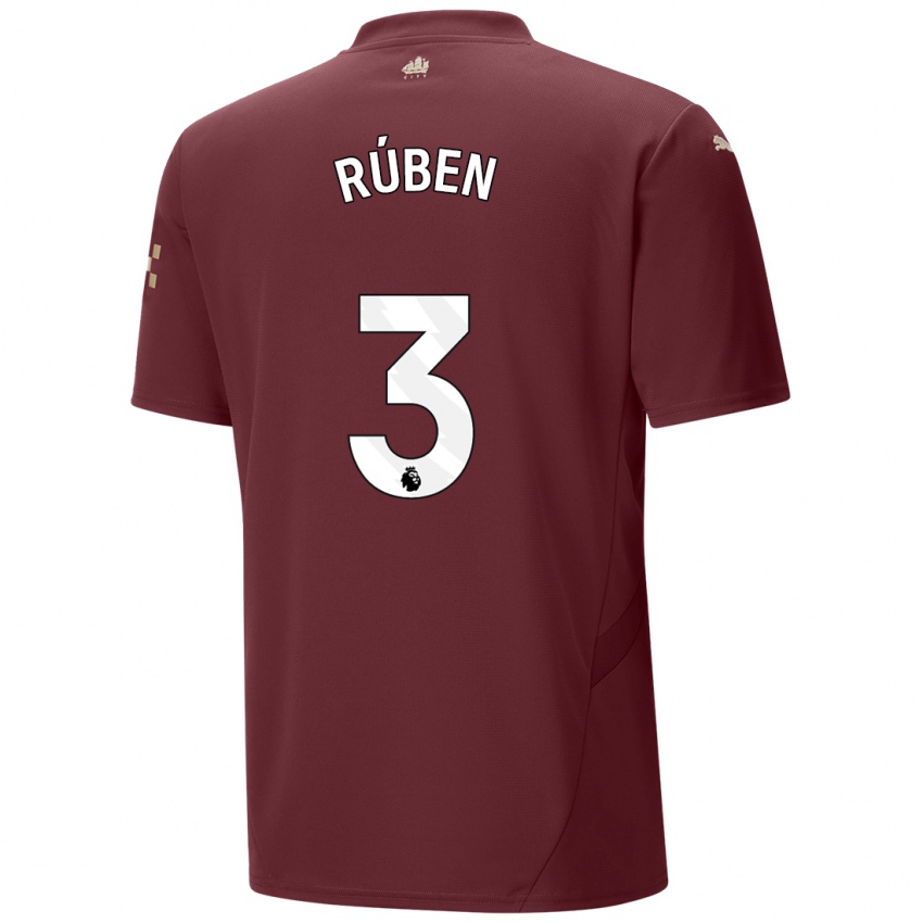 Niño Camiseta Ruben Dias #3 Granate Equipación Tercera 2024/25 La Camisa