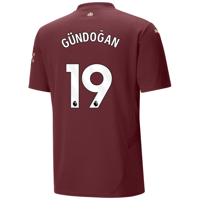 Niño Camiseta Ilkay Gundogan #19 Granate Equipación Tercera 2024/25 La Camisa