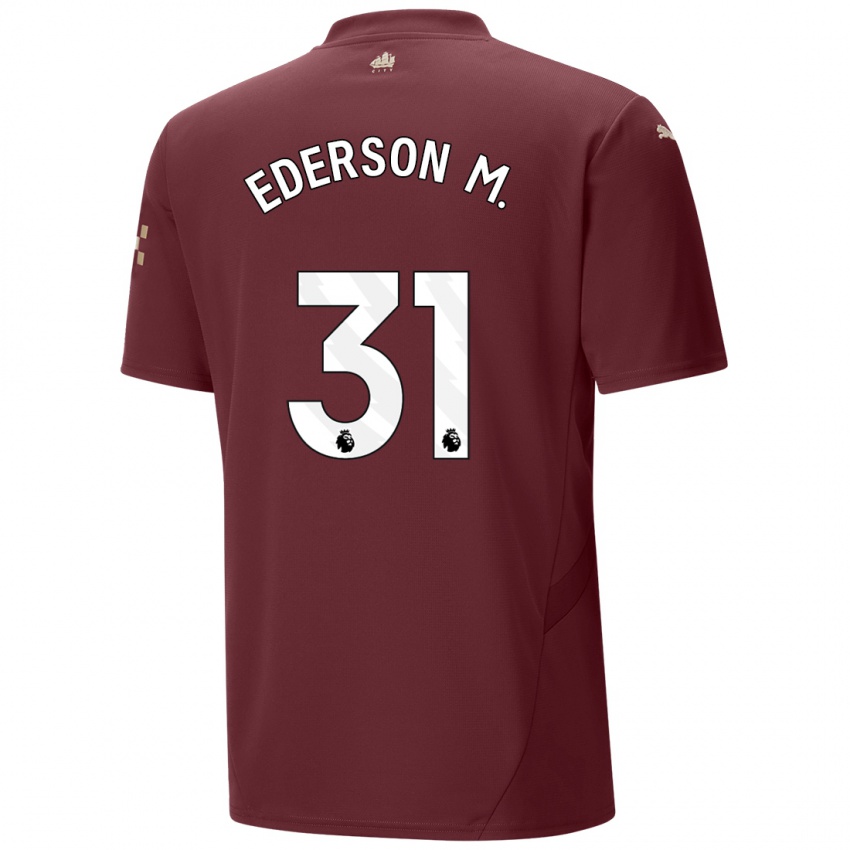 Niño Camiseta Ederson Moraes #31 Granate Equipación Tercera 2024/25 La Camisa