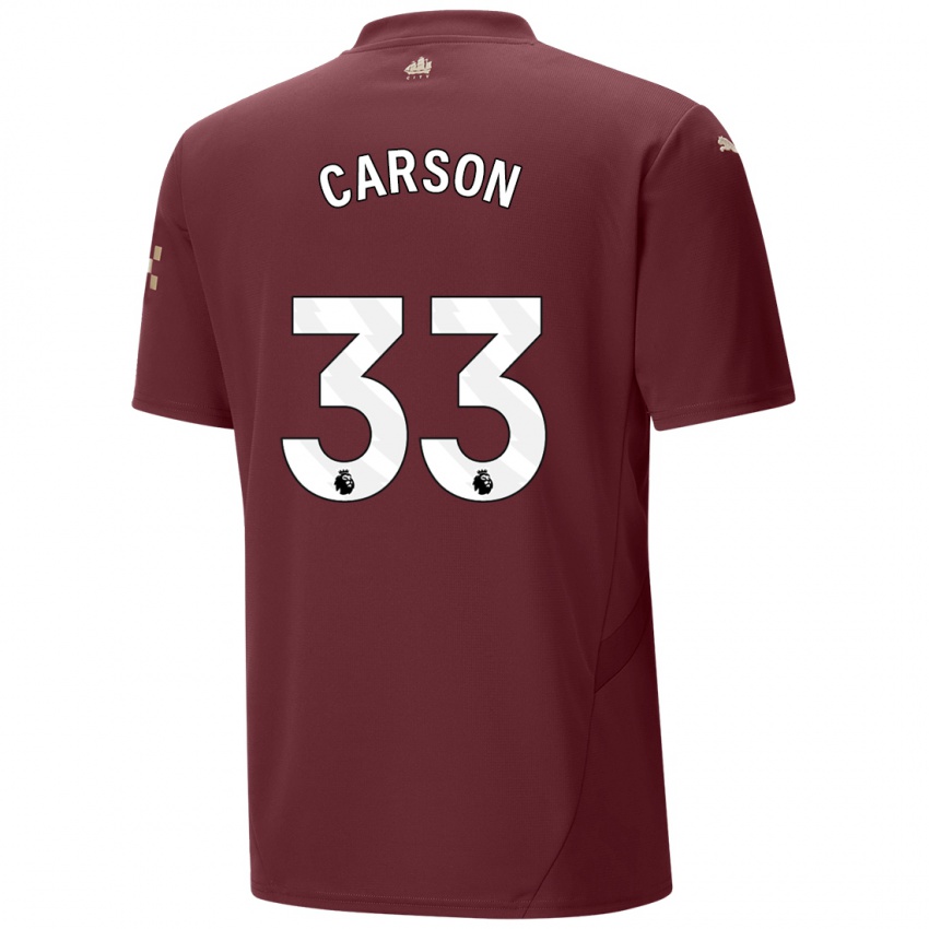 Niño Camiseta Scott Carson #33 Granate Equipación Tercera 2024/25 La Camisa