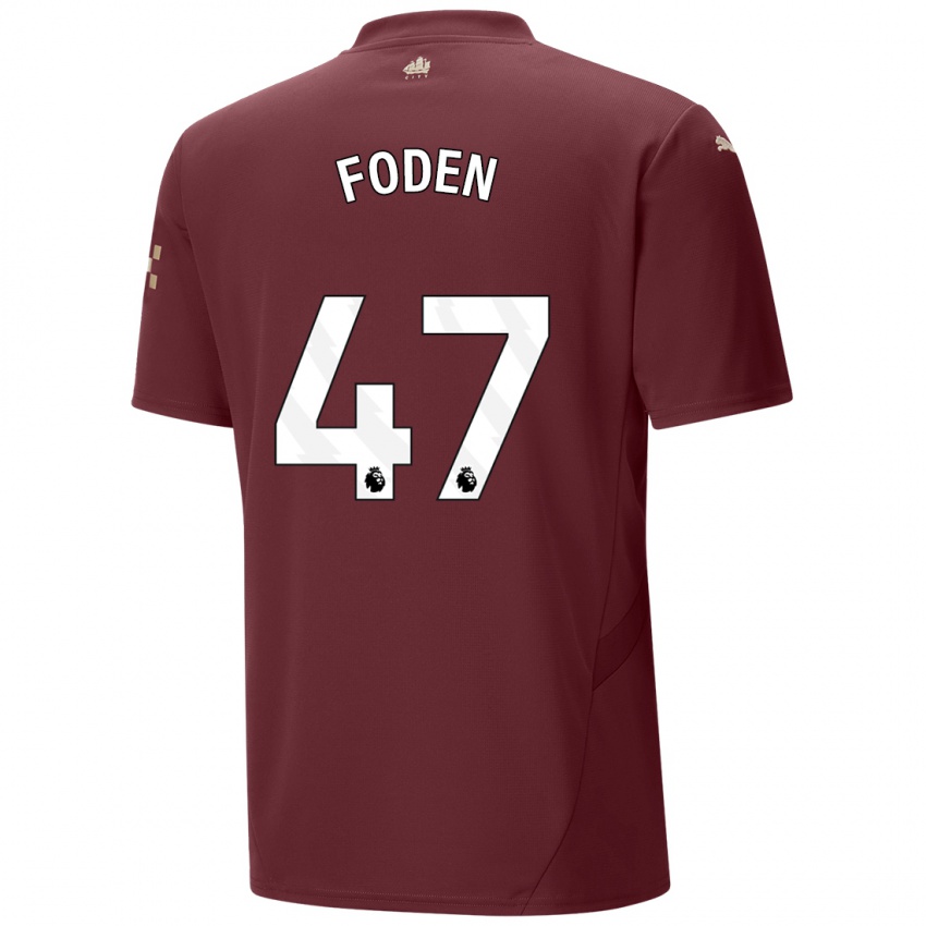 Niño Camiseta Phil Foden #47 Granate Equipación Tercera 2024/25 La Camisa