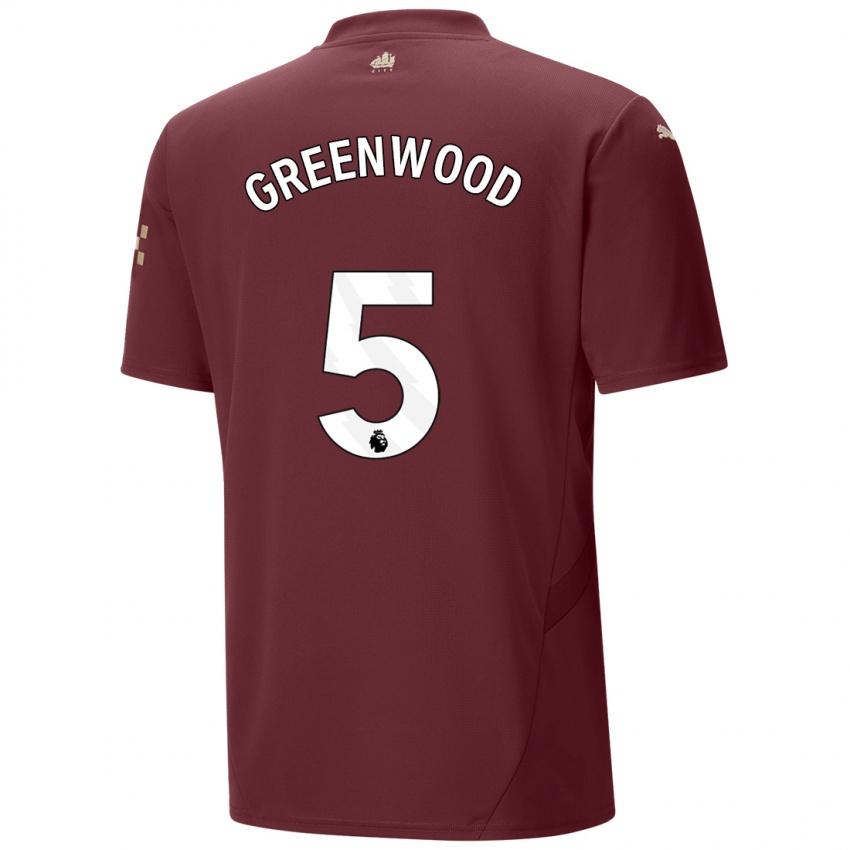 Niño Camiseta Alex Greenwood #5 Granate Equipación Tercera 2024/25 La Camisa