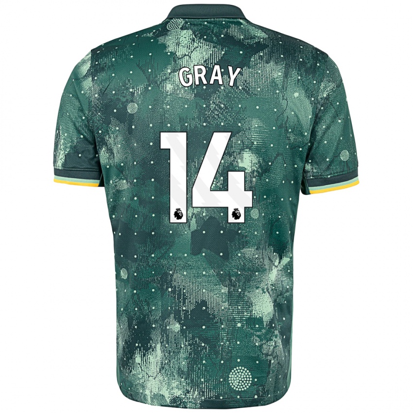 Niño Camiseta Archie Gray #14 Verde Menta Equipación Tercera 2024/25 La Camisa