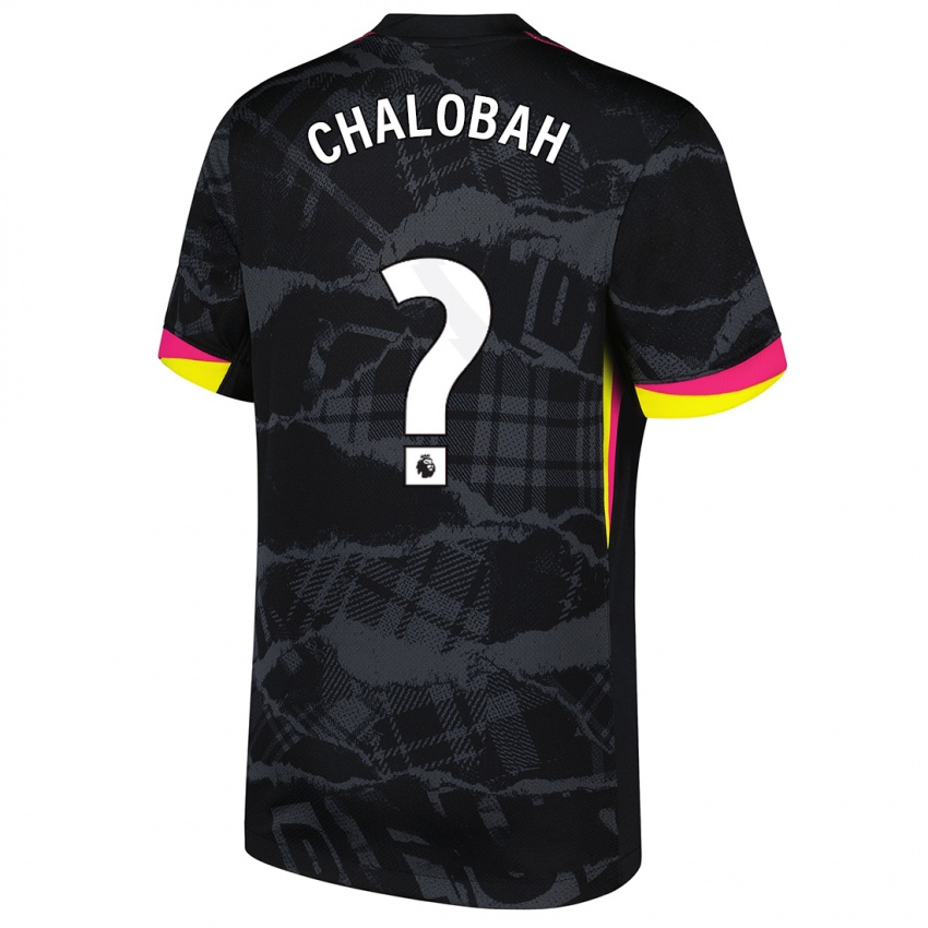 Niño Camiseta Trevoh Chalobah #0 Negro Rosa Equipación Tercera 2024/25 La Camisa